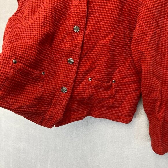 Vintage Nannette Keller Cardigan Womens Large Burnt Red Button Up Lagenlook USA - Picture 10 of 15